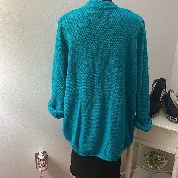 Aqua Blue/Green Cardigan Sweater - Picture 7 of 11